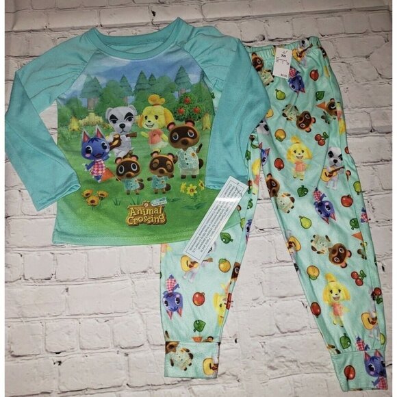 Nwt Horizons Animal Crossing Pajamas Set 2 Pieces XS Blue Nintendo Girls Set - Picture 2 of 7